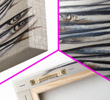 Cargar imagen en el visor de la galería, Sardines Art Print - Framed Canvas Art - Oil Painting Still Life Print - French Kitchen Art - Restaurant Art - Boho Farmhouse Decor
