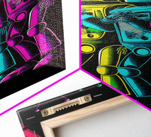 Load image into Gallery viewer, 1950s Style Scifi Robot Art, Art Deco Scifi Poster Art on Canvas, Framed Canvas Print, Game Room Decor
