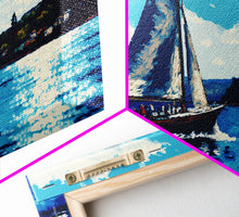 Load image into Gallery viewer, Blue Sky and Blue Sea There&#39;s Nothing Else For Me, Framed Canvas Print, Oil Painting Style, Sailing / Sail Boat Art
