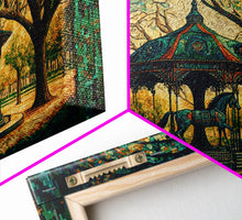 Load image into Gallery viewer, Framed Canvas Print, Painting of a Vintage carousel, Stained Glass Style Wall Art
