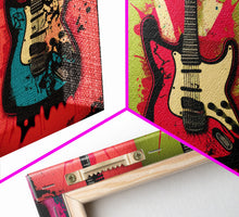 Load image into Gallery viewer, Electric Guitar Pop Art, Instrument Drawings, Framed Canvas Print, Pop Art, Graffiti Splatter Art, Large Living Room Wall Decorr

