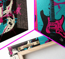 Load image into Gallery viewer, Electric Guitar Graffiti Punk Pop Art, Instrument Drawings, Framed Canvas Print, Pop Art, Splatter Art, Large Living Room Wall Decorr

