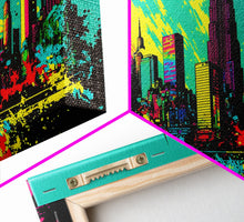 Cargar imagen en el visor de la galería, Chicago City Skyline Graffiti Art, Framed Canvas Print, Large Office Wall Decor, Huge Living Room Art
