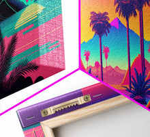 Load image into Gallery viewer, Retro 80s Style Art, 3 Panel Framed Canvas Prints, Canvas Wall Art, Synthwave / Vaporwave Aesthetic Retro Style Wall Art
