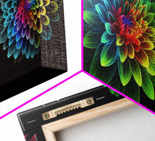 Cargar imagen en el visor de la galería, Triptych 3 Panel Wall Art - Framed Canvas Prints - Neon Flowers - Retro Style Flower Paintings - Boho Decor - Minimalist Wall Art - Modern
