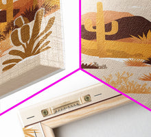 Load image into Gallery viewer, Boho Style Desert Art, Framed Canvas Print, Pueblo Style Cactus and Desert Landscape Art

