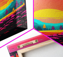 Load image into Gallery viewer, Retro Pop Art Landscape, Surrealist / Psychedelic Art, Framed Canvas Print, Nature Art

