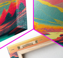 Load image into Gallery viewer, Surrealist Pop Art, Pink Turquoise Landscape Art, Framed Canvas Print, Minimalist Art
