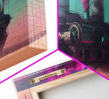 Carregar imagem no visualizador da galeria, Futuristic Steampunk / Cyberpunk Mashup Art, Steampunk Riverboat In A Desert, Framed Canvas Print, Scifi Wildwest Decor
