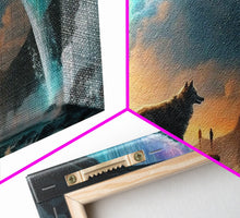 Load image into Gallery viewer, Fenrir, Mythological Wolf, With Bifrost. Norse Mythology Fantasy Art, Framed Canvas Print, Nordic Art
