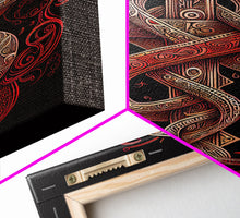 Cargar imagen en el visor de la galería, Cool Cross Art | Wall Art | Gothic Cross | Framed Canvas Print | Framed Art | Red and White Cross &amp; Snake
