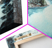 Load image into Gallery viewer, Blue Lake Art | Framed Canvas Print | Blue Lake Painting | Lake House Decor | Guest Room Landscape Painting | Crater Lake Painting
