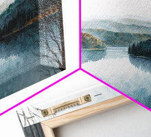 Load image into Gallery viewer, Blue Lake Art | Framed Canvas Print | Blue Lake Painting | Lake House Decor | Guest Room Landscape Painting | Detroit Lake Painting
