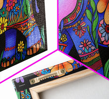 Load image into Gallery viewer, Elephant Art, Wall Art, Framed Canvas Print, Canvas Art, Indian Style Abstract Elephant With Flowers
