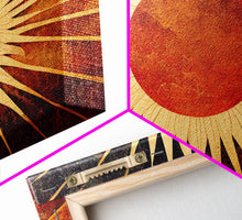 Carregar imagem no visualizador da galeria, Abstract Midcentury Modern Sunburst, Canvas Print, Art Deco Style wall art, sun with sun rays, sun burst, boho style
