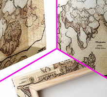 Carregar imagem no visualizador da galeria, Abstract fantasy world map, canvas print, middle earth style, wall art for nerds like me
