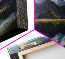 Cargar imagen en el visor de la galería, Contemporary Mountain Oil Painting Framed Canvas Print | Huge Wall Decor | Panoramic Nature / Landscape Painting | Wood Frame Art

