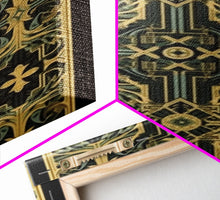 Load image into Gallery viewer, Art Deco Pattern Wall art, Framed Canvas Print, Art Deco, Gold &amp; green art, Framed painting, Black colors, Wonderful art, 1920s Style Art
