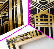 Carregar imagem no visualizador da galeria, Art Deco Pattern Wall art, Framed Canvas Print, Art Deco, Gold art, Geometric art, Wall decor, Midcentury Modern, Lines art, Wall decor
