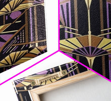 Carregar imagem no visualizador da galeria, Art Deco Pattern Wall art - Framed Canvas Print - Art Deco - Stained glass art - Ornament art - Geometric art - Purple &amp; gold art - Wall art

