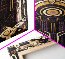 Carregar imagem no visualizador da galeria, Art Deco Pattern Wall art, Framed Canvas Print, Art Deco, Patterns art, Yellow &amp; purple art, Ornament art, Colorful painting, Light colors
