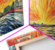 Carregar imagem no visualizador da galeria, Abstract Beach Wall Art, Colorful Abstract Nature, Framed Abstract Print Art, Sunset, Beach, Vibrant Art, Panoramic, Wall Art, Canvas Print
