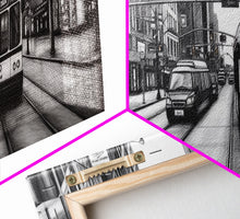 Carregar imagem no visualizador da galeria, Big City Canvas Print, City Art, Cars, Bus, Buildings, Large Urban Art Print, Original Art, Wall Decor, Panoramic, Wall Art, Canvas Print
