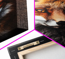 Load image into Gallery viewer, Portrait of a Red Fox, Framed Canvas Print, Framed Wall Art, Fox Photography, Wild Life Art
