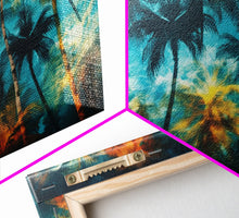 Carregar imagem no visualizador da galeria, Abstract Tropical Wall Art, Palm Trees Wall Decor, Blue Abstract Art, Panoramic Wall Decor, Canvas Print, Wall Art, Framed Canvas Art

