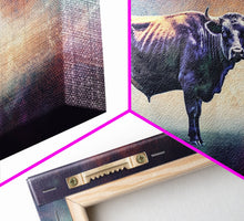 Carregar imagem no visualizador da galeria, Bull Wall Art, Animal Wall Art, Nature Art, Minimalist Art, Panoramic Wall Decor, Canvas Print, Wall Art, Framed Canvas Art
