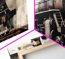 Load image into Gallery viewer, Black Steam Train Wall Art, Locomotive Wall Decor, Retro Train Wall Art, Panoramic Wall Decor, Canvas Print, Wall Art, Framed Canvas Art
