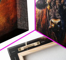 Carregar imagem no visualizador da galeria, Bull Wall Decor, Animal Wall Art, Western Wall Art, Nature Wall Decor, Panoramic Wall Decor, Canvas Print, Wall Art, Framed Canvas Art
