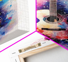 Cargar imagen en el visor de la galería, Cosmic Acoustic Guitar Wall Art Framed Canvas Print, Guitar Art, Guitar Wall Art, Music Art, Guitar Poster, Guitar Player Gift, Guitar Gifts
