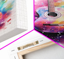 Carregar imagem no visualizador da galeria, Acoustic Guitar Graffiti Art, Framed Canvas Print, Guitar Poster, Guitar Wall Art, Guitar Light, Gifts For Him, Watercolor Art, Music Art
