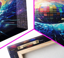 Load image into Gallery viewer, Galaxy Disco Ball, Framed Canvas Print, Music Studio Decor, Graduation Gift
