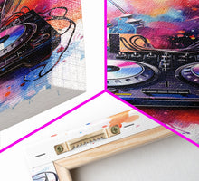 Carregar imagem no visualizador da galeria, Two Turn Tables, DJ Art, Disc Jockey Decor, Music Studio Decor, Framed Canvas Print
