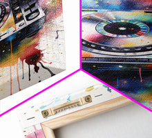 Load image into Gallery viewer, Turn Table Wall Art, DJ Art, Disc Jockey Decor, Music Studio Decor, Framed Canvas Print
