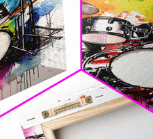 Carregar imagem no visualizador da galeria, Drum Art, Gift For Drummer, Framed Canvas Print, Studio Art, Music Studio Decor, Drum Set
