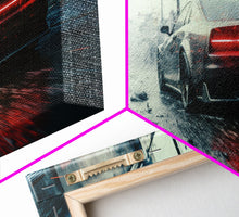 Load image into Gallery viewer, Cool Supercar Art, Framed Canvas Print, Cyberpunk Sportscar Painting, Futuristic Supercar Painting, Man Cave Decor, Gift For Him, Car Guy
