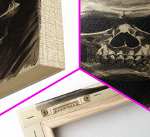 Cargar imagen en el visor de la galería, Charcoal Drawing, Human Skull, Gothic Art Print, Spooky Decor, Canvas Print, Wall Art, Vertical Art, Gaming Wall Decor, Office Wall Decor
