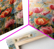 Load image into Gallery viewer, Tulip Field Wall Art, Flower Wall Print, Colorful Art, Butterfly Art, Canvas Print, Wall Art, Vertical Print, Birthday Gift, House Wall Art
