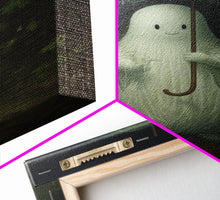 Carregar imagem no visualizador da galeria, Ghost Holding an Umbrella In The Rain, Vintage Halloween Canvas Print, Framed Canvas, Halloween Wall Art, Dark Academia, Spooky Haunted
