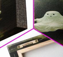 Load image into Gallery viewer, Cute Little Boo Playground Ghost, Funny Halloween, Vintage Halloween Canvas, Framed Canvas Print, Cute Wall Art, Ghost On A Swing, Macabre
