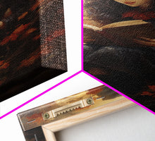 Carregar imagem no visualizador da galeria, Cute Little Witch Reading Spells To Her Black Cat Familiar, Vintage Halloween Art, Framed Canvas Print, Halloween Canvas Art, Witchcraft
