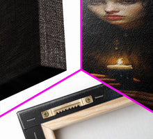 Load image into Gallery viewer, The Witch And The Candle, Gothic Victorian Art, Framed Canvas Print, Halloween Canvas, Halloween Decoration, Dark Academia Gothic Art
