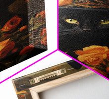 Carregar imagem no visualizador da galeria, Cute Witch&#39;s Familiar Cat Halloween Art, Cat Witch, Cat Painting, Cute Cat Print, Halloween Decor, Black Cat Print, Framed Canvas / Canvas
