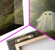 Carregar imagem no visualizador da galeria, Cute Little Ghost In The Forest, Gothic Victorian Haunted Art, Dark Academia, Framed Canvas or Canvas Art, Cool Wall Art, Halloween Decor
