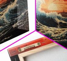 Carregar imagem no visualizador da galeria, Asian Art, Japanese Wall Art, Ocean Waves, Sunset Art, Canvas Print, Wall Art, 3 Piece Wall Art, Trendy Wall Art, Modern Art Prints
