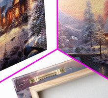 Load image into Gallery viewer, 3 Piece Winter Scene, Framed Canvas Prints, Triptych Christmas Painting, Christmas Decor, Winter Art, Christmas Wall art, Xmas Art
