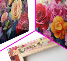 Load image into Gallery viewer, Beautiful Rose Art, Framed Canvas Print, Floral Art, Botanical  Decor, Blue and Yellow Roses, 3 Piece Art Set
